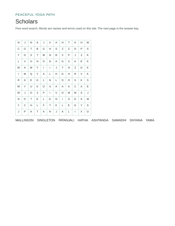 First page of the Scholars word search